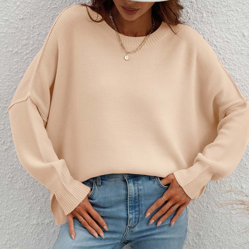WW | Eleganter Pullover mit Einfarbigem Strickmuster
