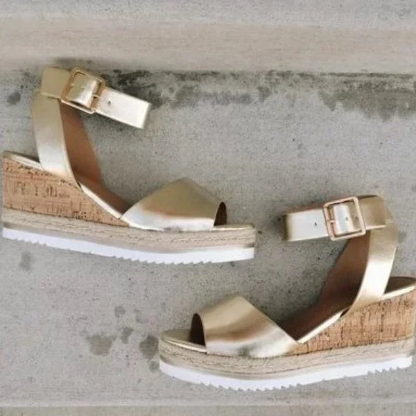 Sandals with Buckle Wedge Heel