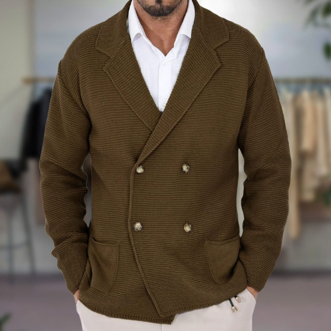 WW | Herren Doppelreihiger Blazer - Im Strickstil