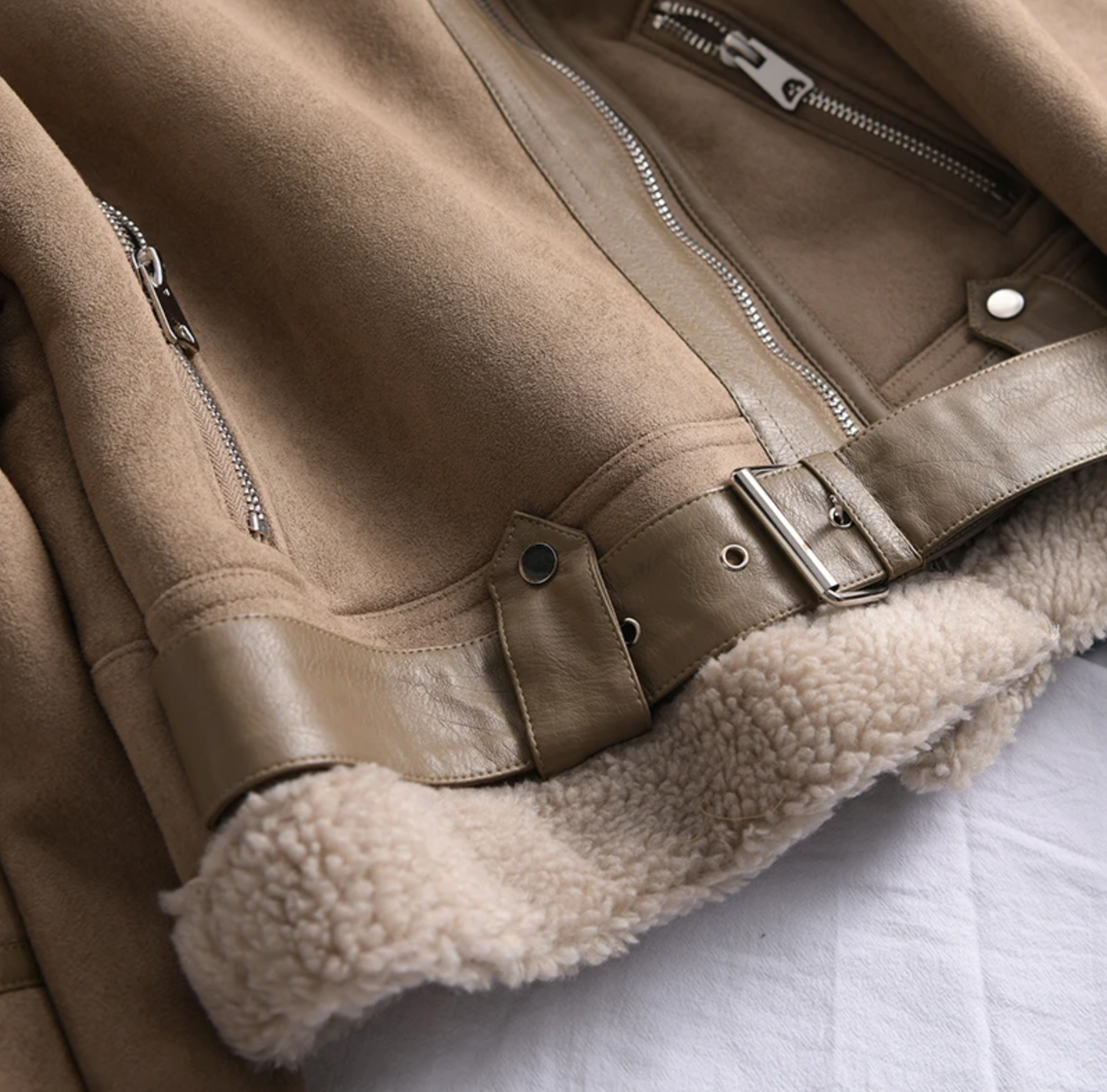 WW | Damen Fleece Sherpa Bomberjacke mit Reißverschluss