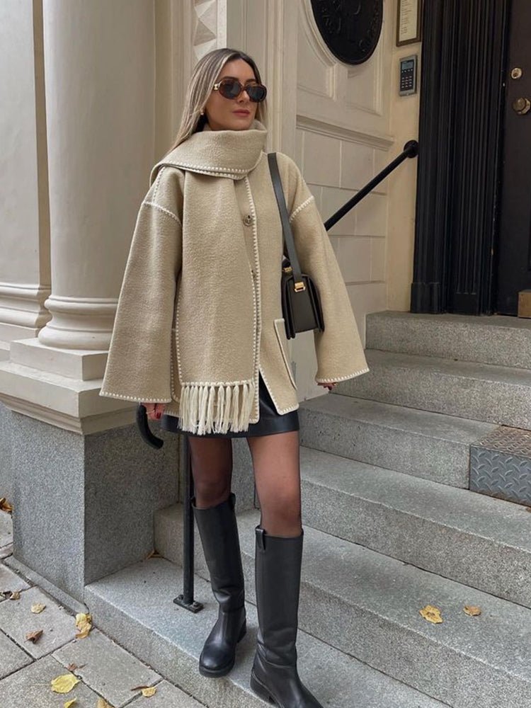 WW | Blend Cape Mantel - Fransenbesatz - Übergröße - Elegante Statement-Oberbekleidung