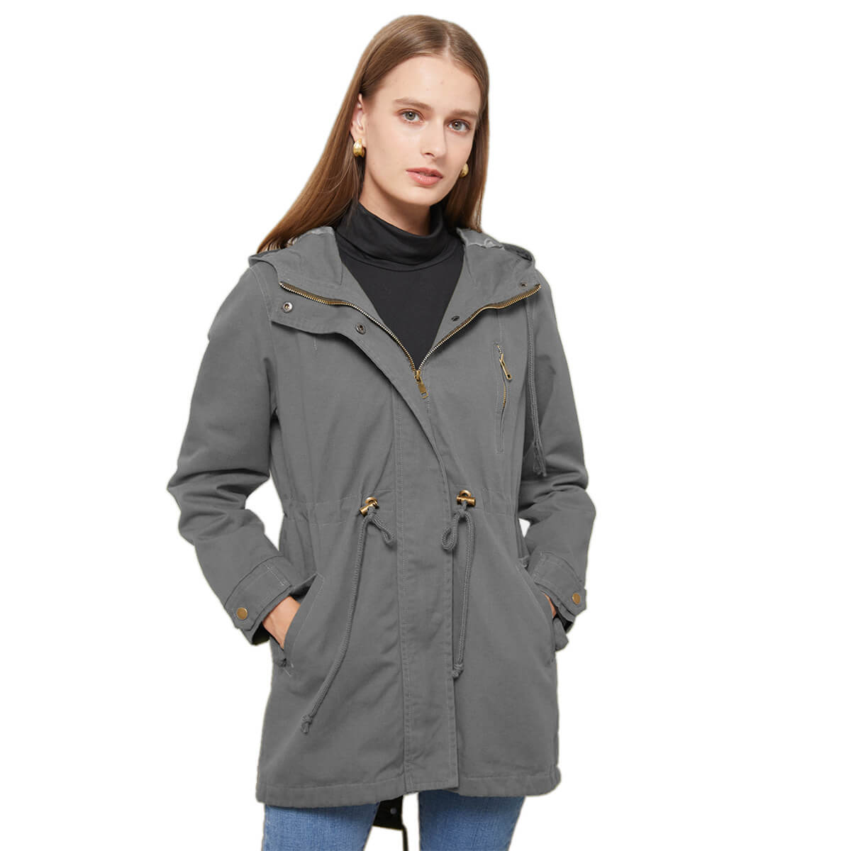 WW | Hooded Parka Jacke - Verstellbare Taille - Wasserabweisender Stoff - Alltag Casual