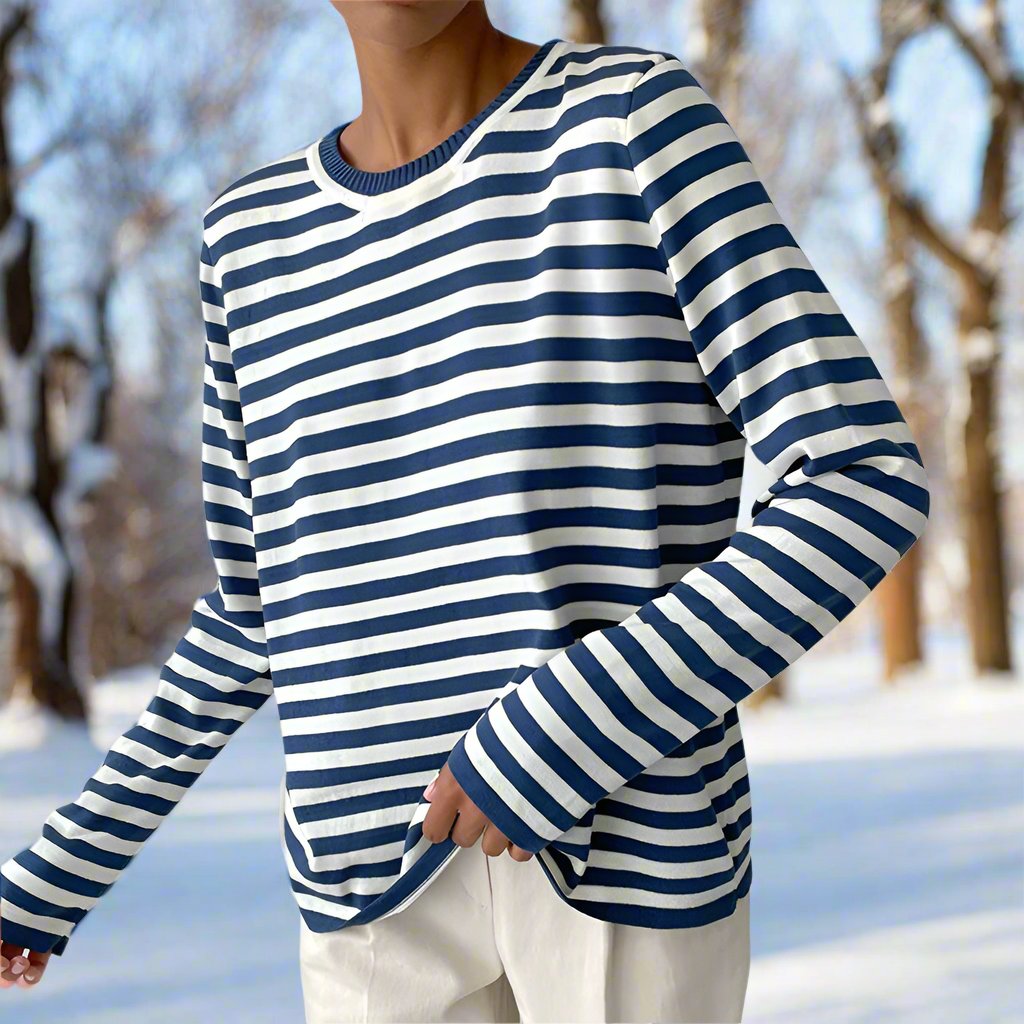 WW | Langarm-T-Shirt - Gestreift - Rundhals - Relaxed Fit - Atmungsaktive Baumwolle