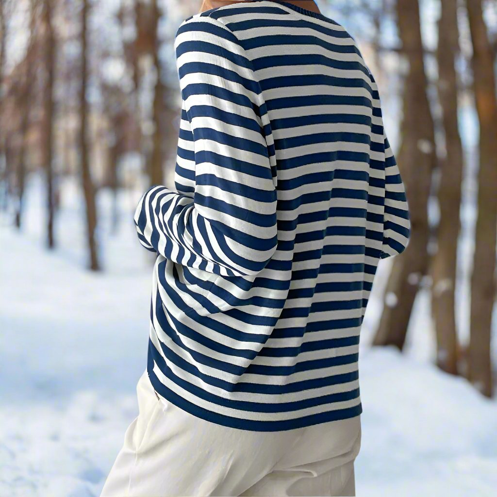 WW | Langarm-T-Shirt - Gestreift - Rundhals - Relaxed Fit - Atmungsaktive Baumwolle