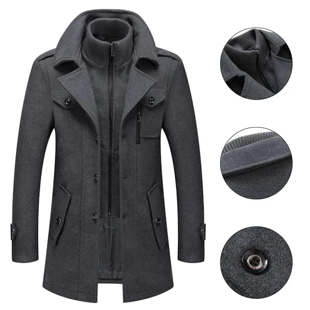 WW | Peacoat Double-breasted Wool Blend Tailored fit Lapel collar