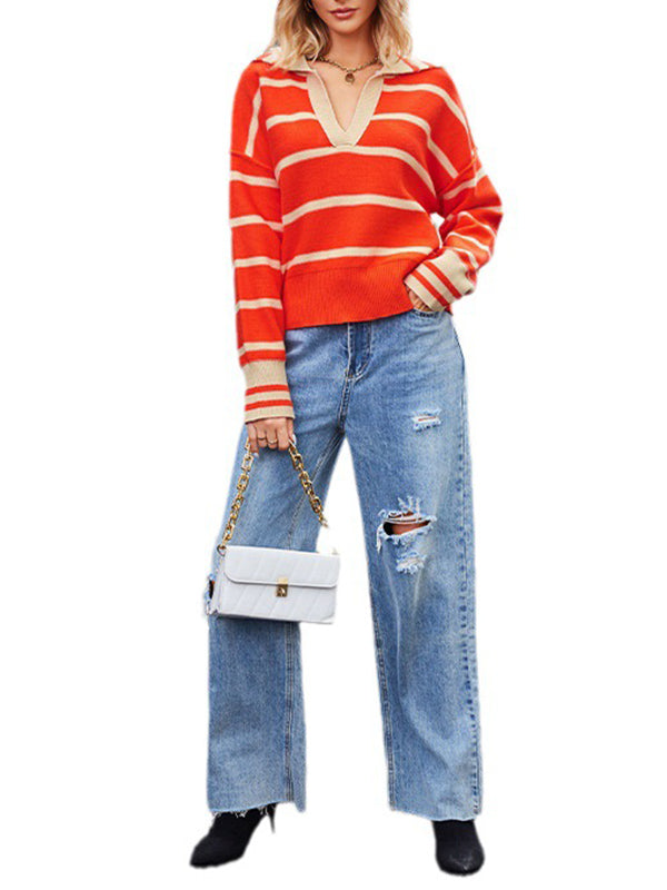 WW | Women's cotton sweater in elegant striped design