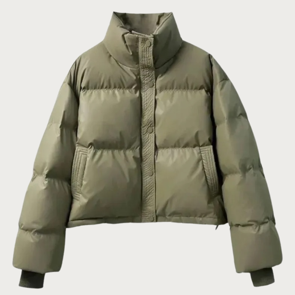 WW | Damen Kurze Pufferjacke mit Hohem Kragen und Isolierender Füllung