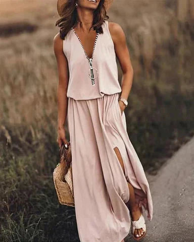 WW | Elegantes und stilvolles Kleid mit V-Ausschnitt für Frauen