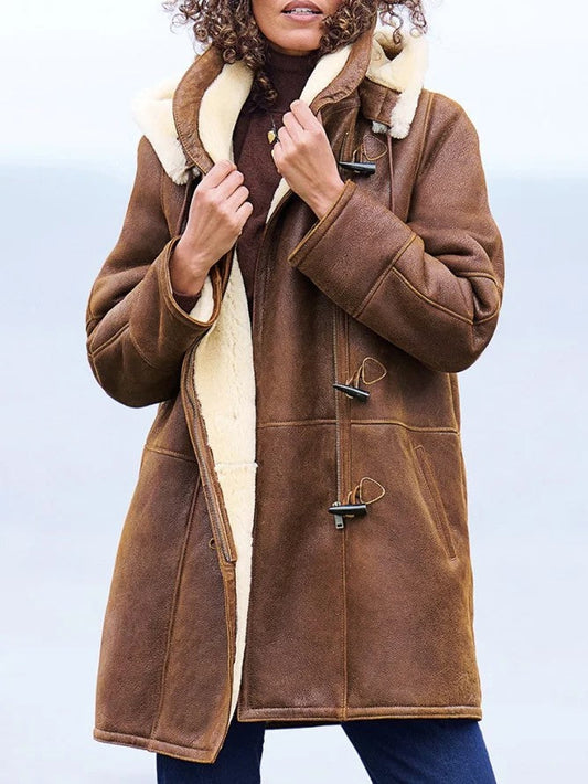 WW | Damen Vintage Winterjacke mit warmer Fütterung und Schnallen