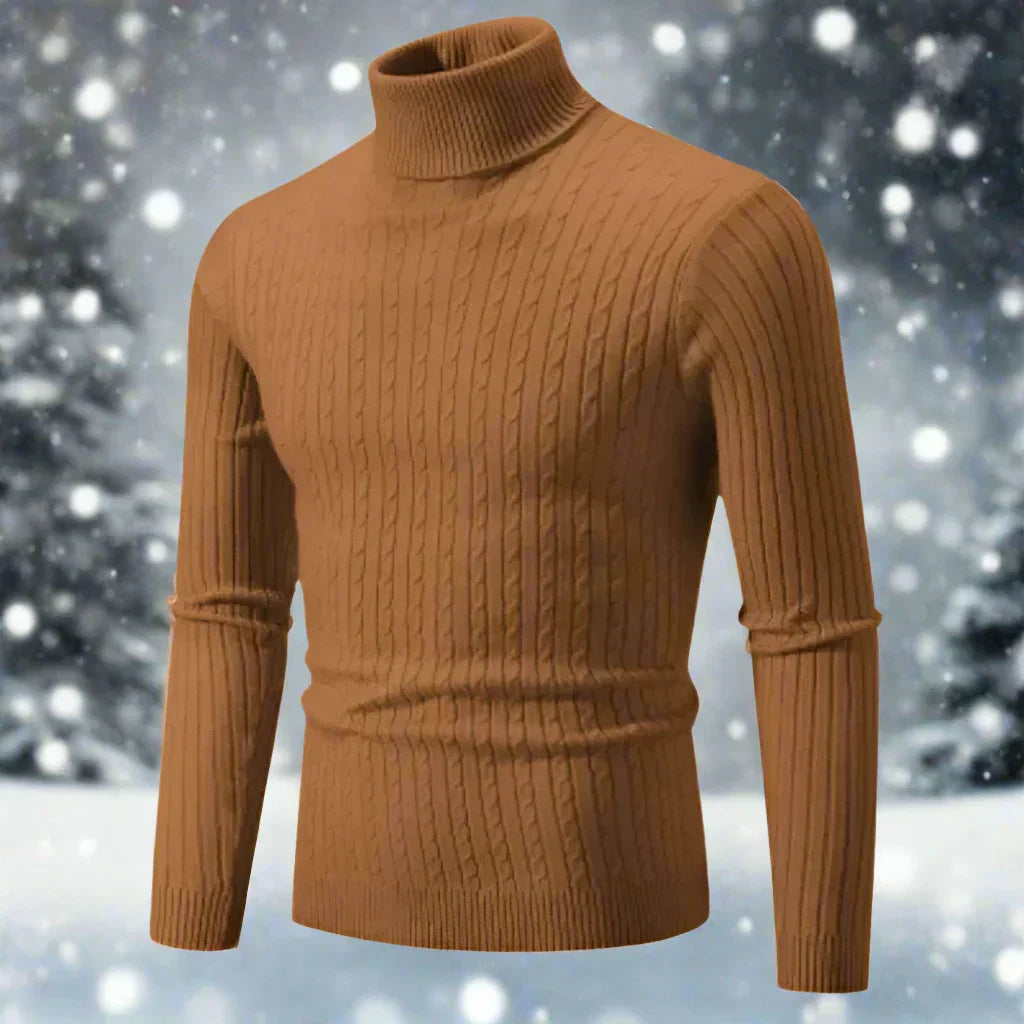 WW | High Neck Cable Knit Slim Fit Soft And Warm Long Sleeve