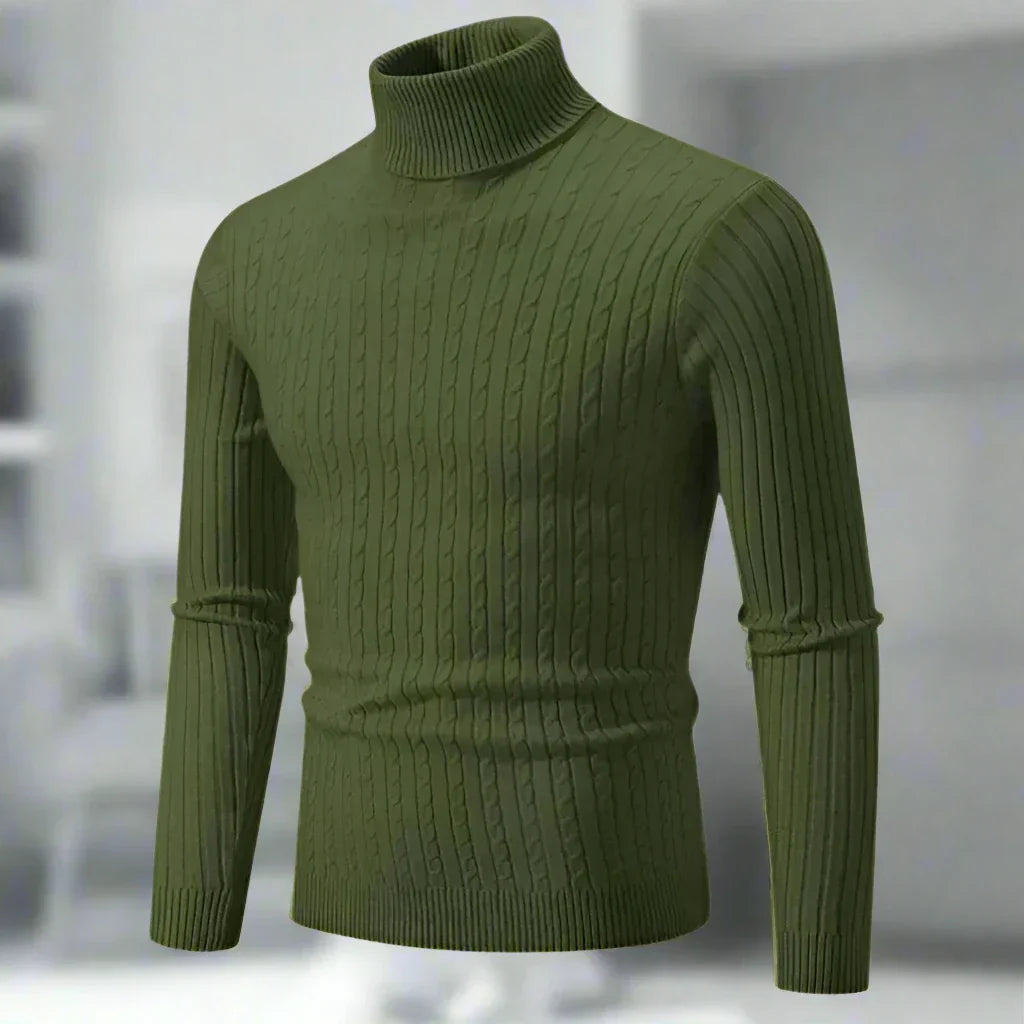 WW | High Neck Cable Knit Slim Fit Soft And Warm Long Sleeve