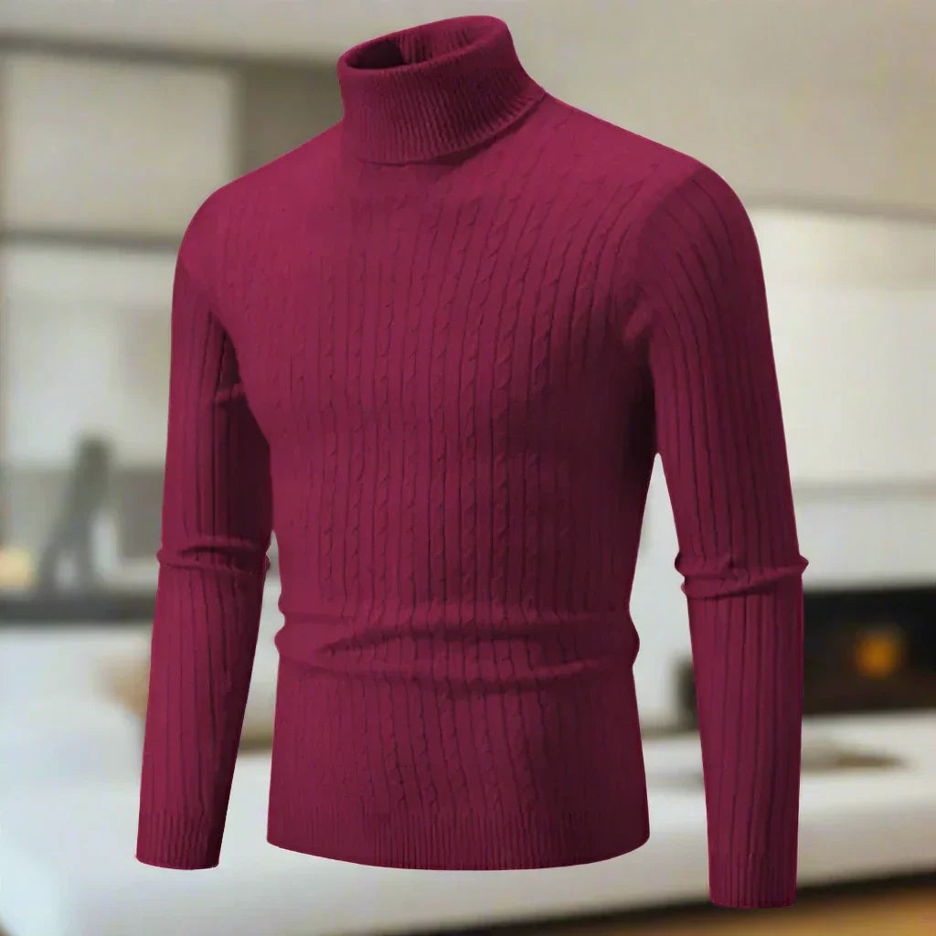 WW | High Neck Cable Knit Slim Fit Soft And Warm Long Sleeve