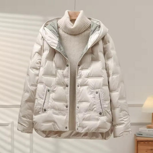 WW | Damen Isolierte Daunenjacke mit Kapuze und Reißverschluss