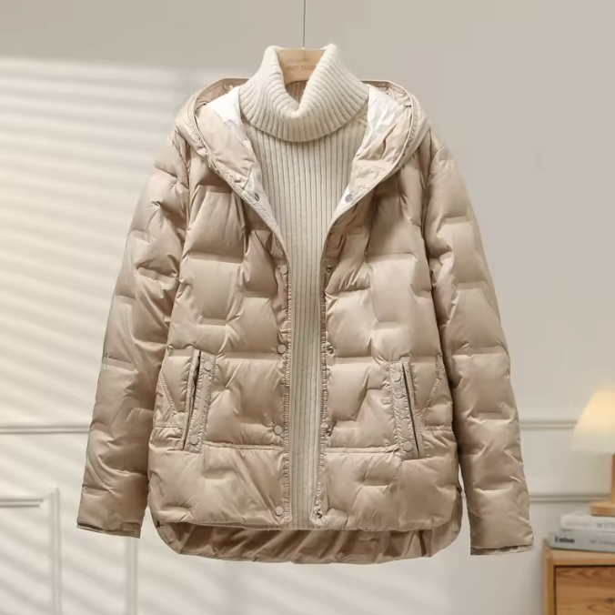 WW | Damen Isolierte Daunenjacke mit Kapuze und Reißverschluss
