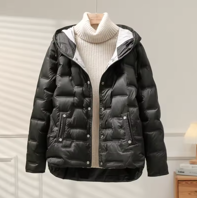 WW | Damen Isolierte Daunenjacke mit Kapuze und Reißverschluss