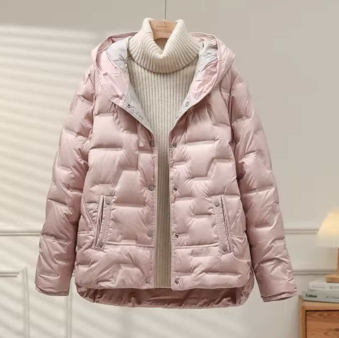 WW | Damen Isolierte Daunenjacke mit Kapuze und Reißverschluss