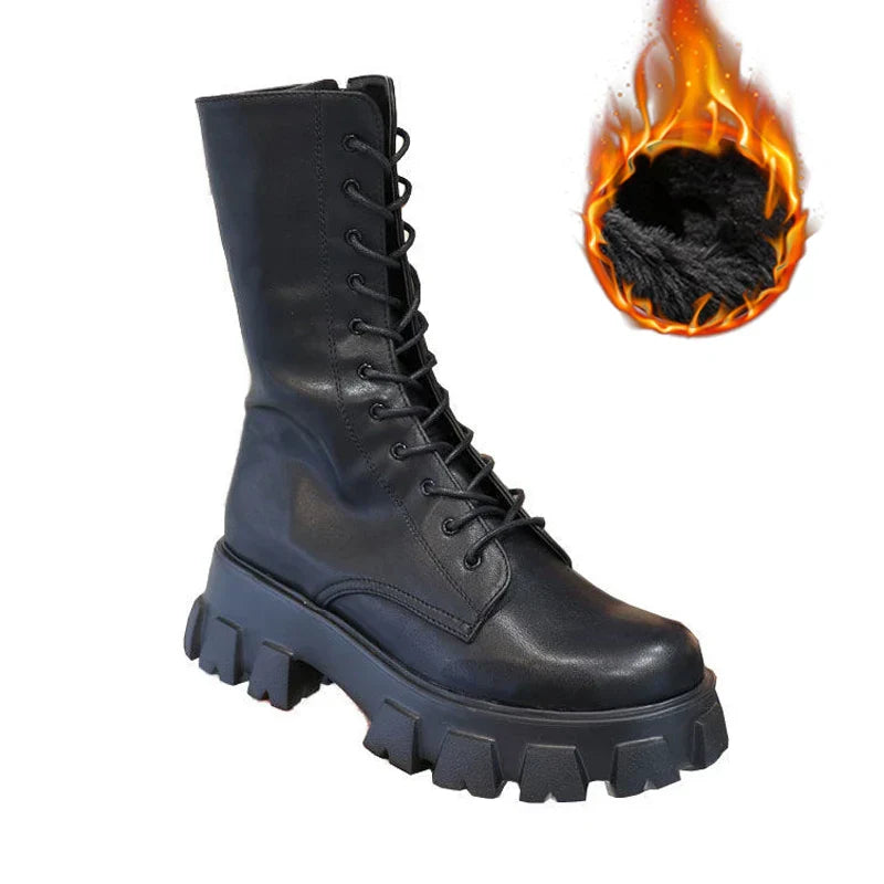 WW | Damen Wadenhohe Stiefel mit Sportsohle und warmem Futter