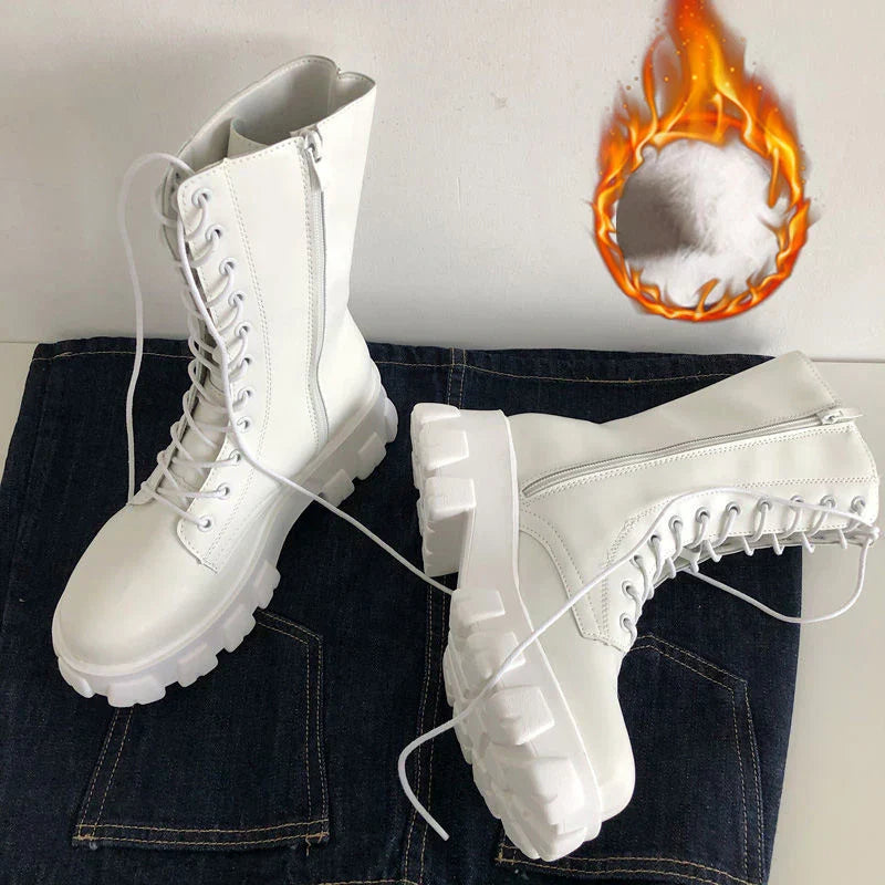 WW | Damen Wadenhohe Stiefel mit Sportsohle und warmem Futter