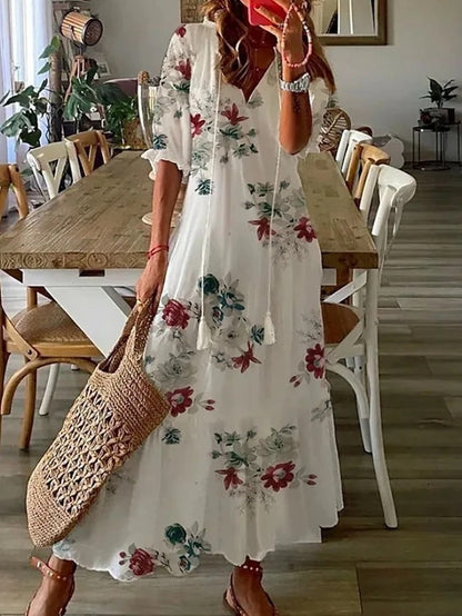WW | Kleid Locker Lange Ärmel Boho Kleid Sonnenkleid