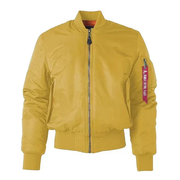 WW | Windproof Bomber Jacket with Zipper Pockets and Ribbed Cuffs