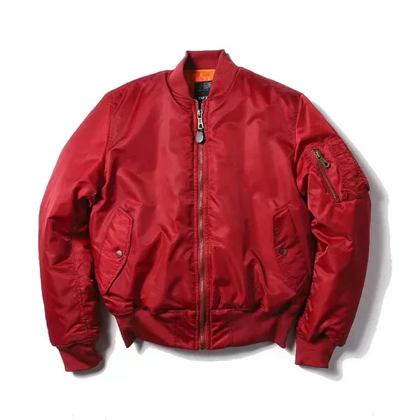 WW | Windproof Bomber Jacket with Zipper Pockets and Ribbed Cuffs