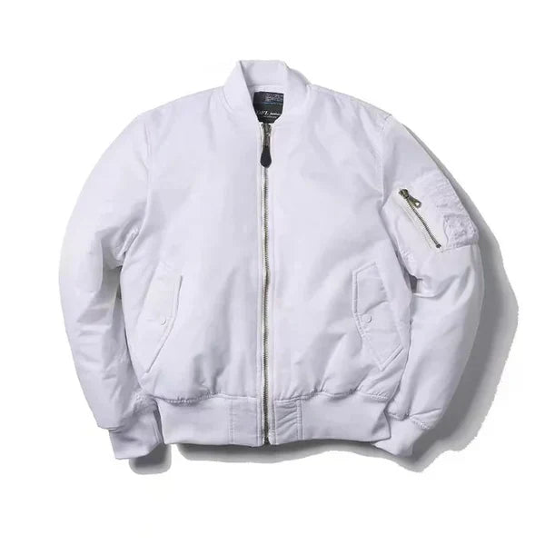 WW | Windproof Bomber Jacket with Zipper Pockets and Ribbed Cuffs