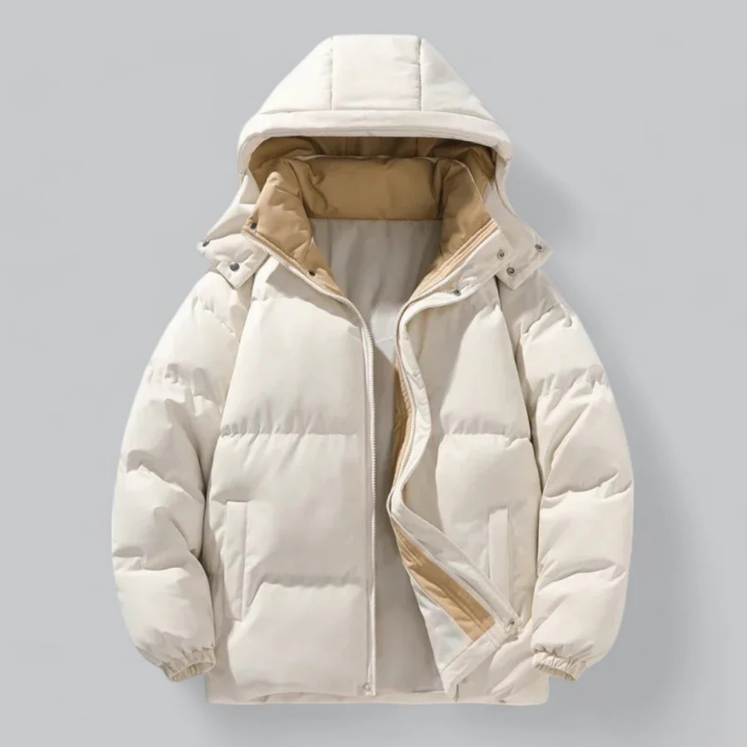 WW | Stilvolle Herren warme Pufferjacke mit Kapuze für den Winter