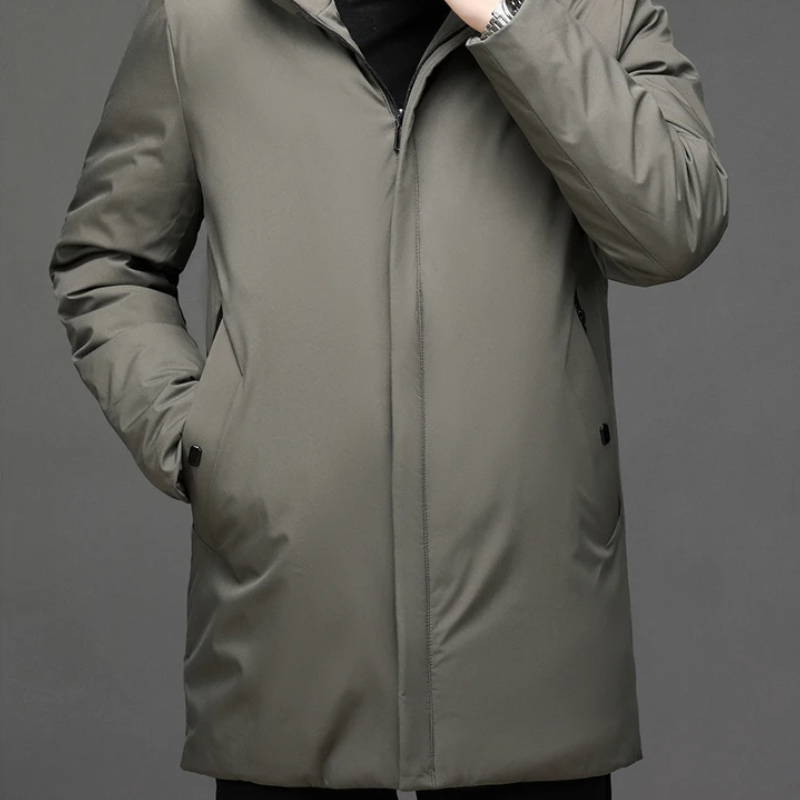 WW | Klassische Herren Winter Pufferjacke mit Reißverschluss und Kapuze