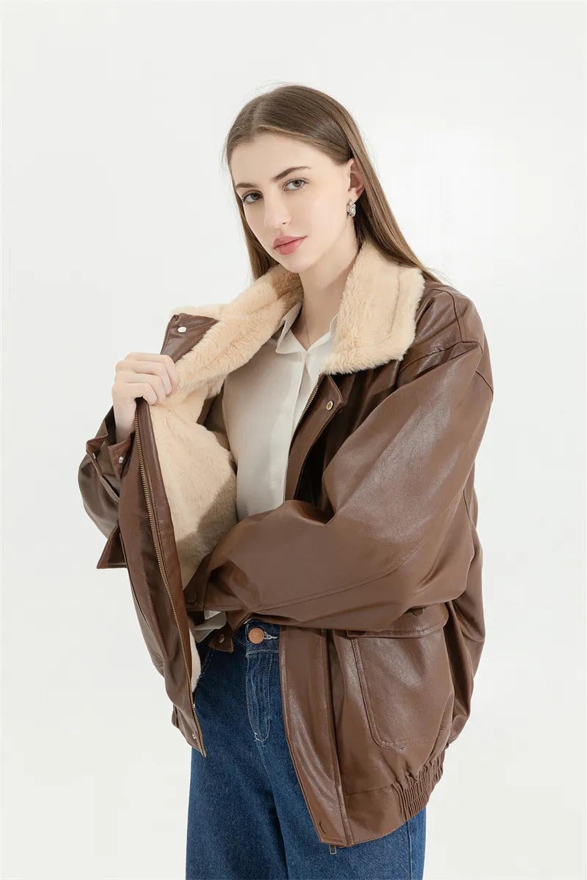 WW | Men's Insulated Leather Winter Coat with Pockets