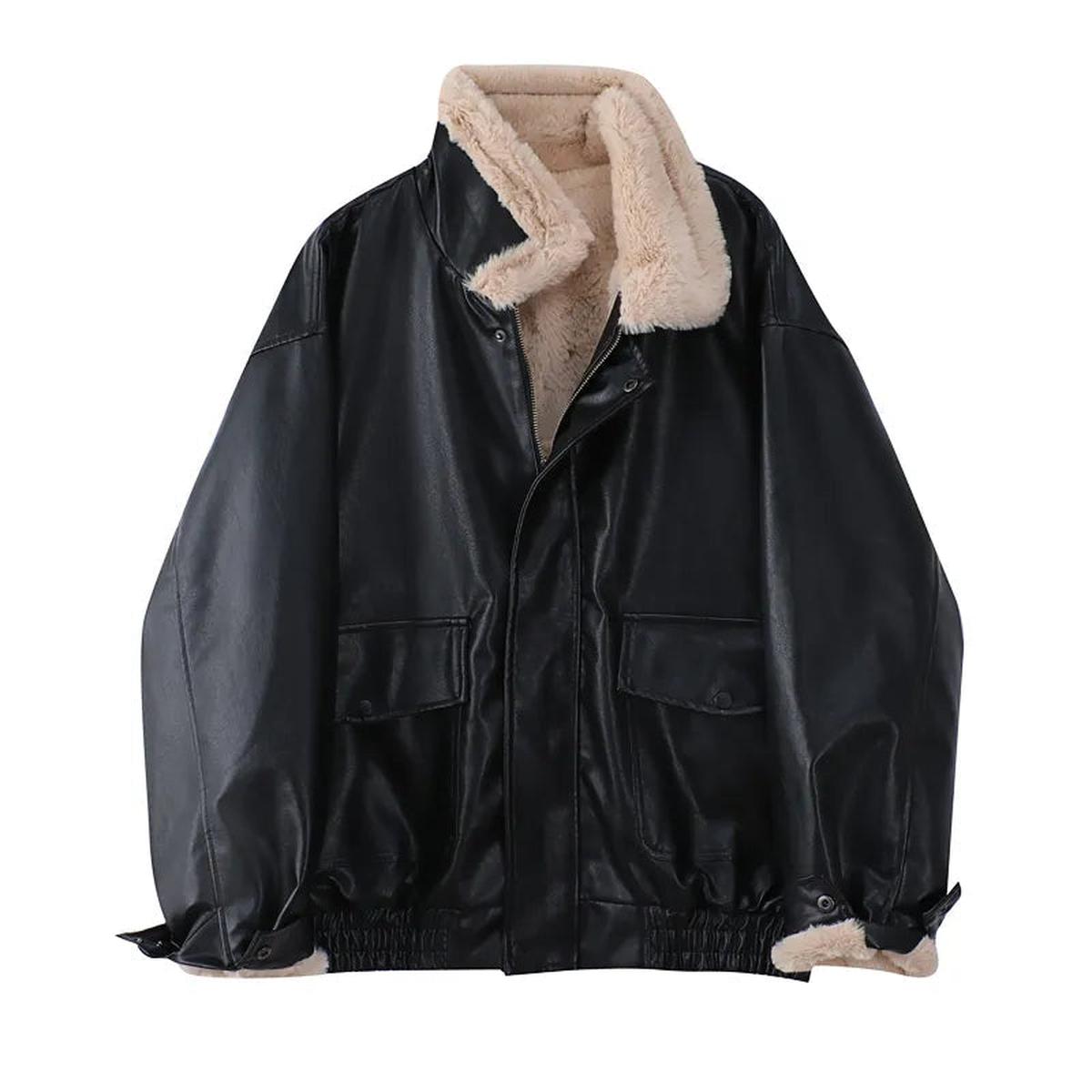 WW | Men's Insulated Leather Winter Coat with Pockets