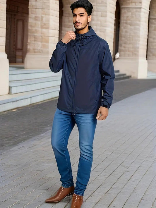 WW | Herren Wasserdichte Kapuzen Windbreaker Jacke