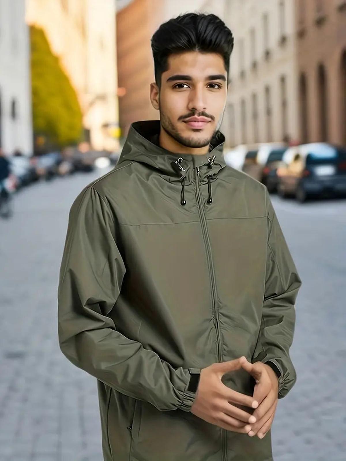 WW | Herren Wasserdichte Kapuzen Windbreaker Jacke