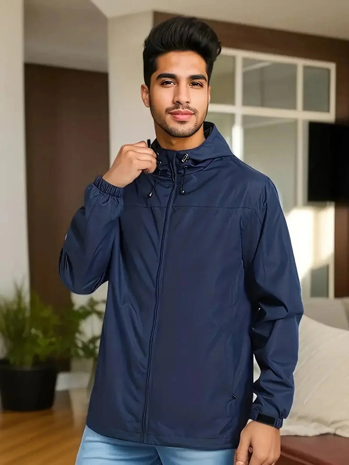 WW | Herren Wasserdichte Kapuzen Windbreaker Jacke