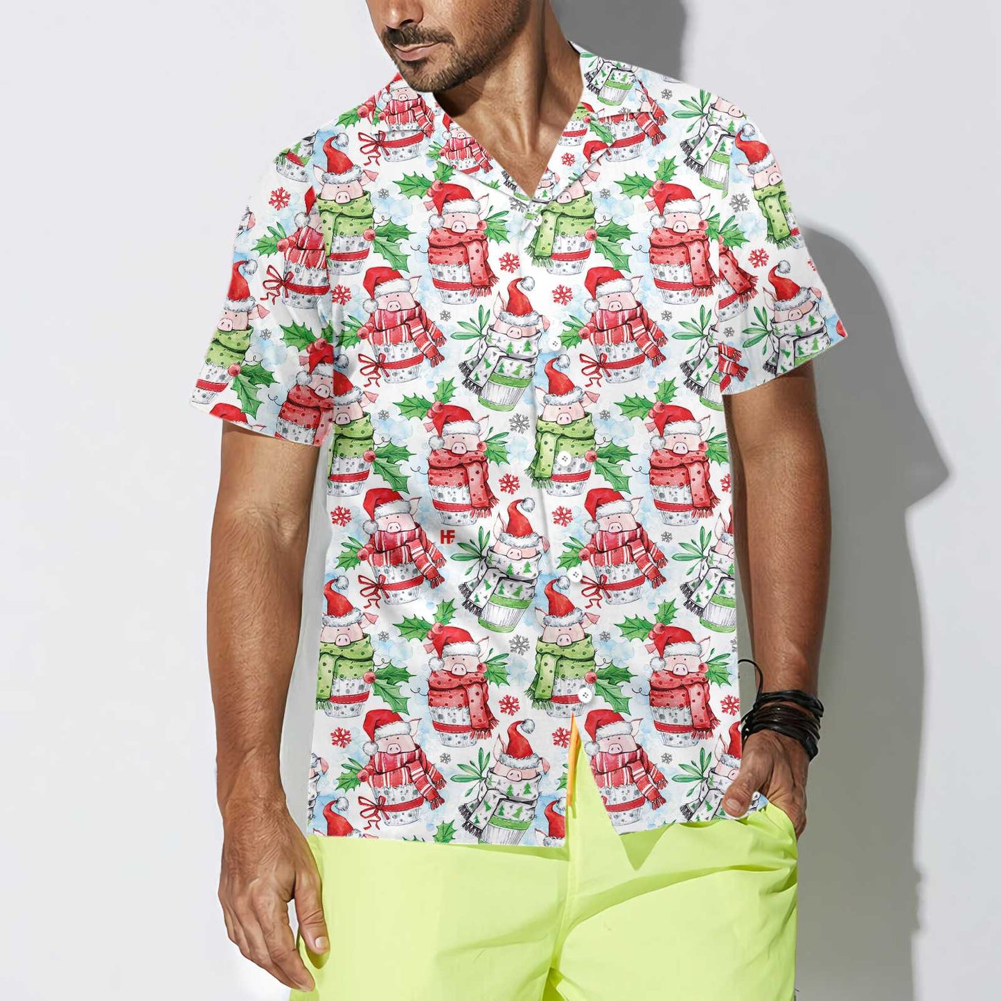 WW | Frohe Weihnachten Lustige Schweine Hawaii-Hemd, Lustiges Weihnachtshemd, Einzigartiges Geschenk Für Weihnachten