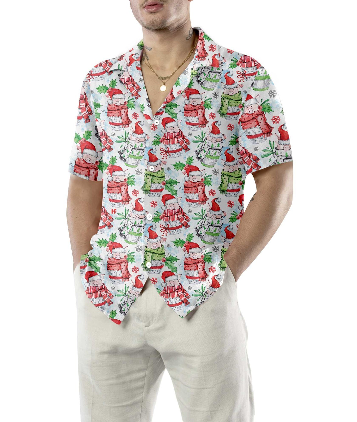 WW | Frohe Weihnachten Lustige Schweine Hawaii-Hemd, Lustiges Weihnachtshemd, Einzigartiges Geschenk Für Weihnachten