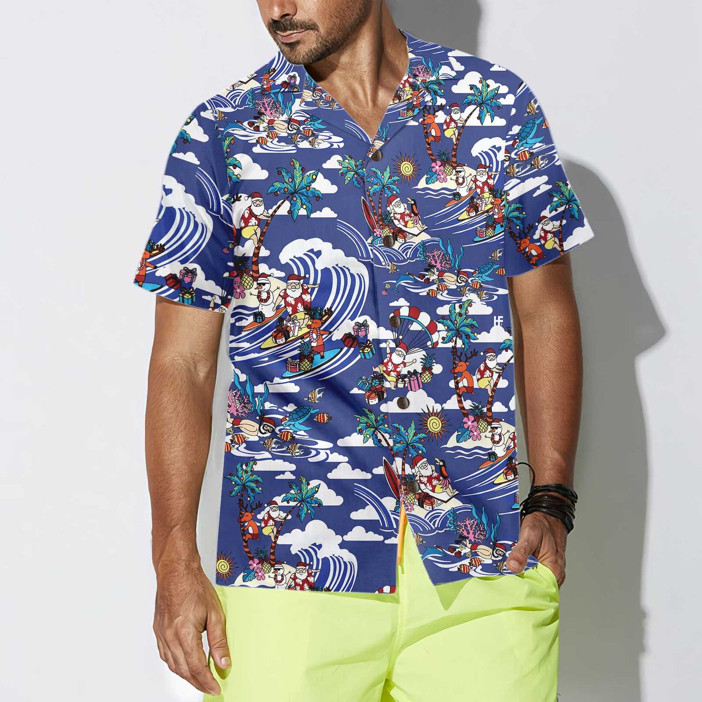 WW | Frohe Weihnachten Tropenmuster Hawaiian Shirt, Einzigartiges Weihnachtshemd, Beste Weihnachtsgeschenkidee