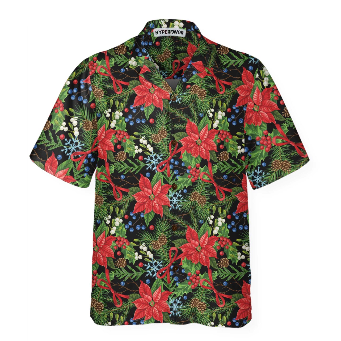 WW | Frohe Weihnachten Winter Pflanzen Hawaiian Shirt, Florales Weihnachts Hawaiian Shirt