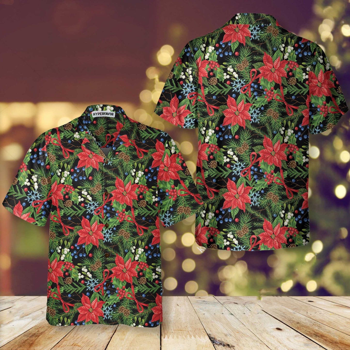 WW | Frohe Weihnachten Winter Pflanzen Hawaiian Shirt, Florales Weihnachts Hawaiian Shirt