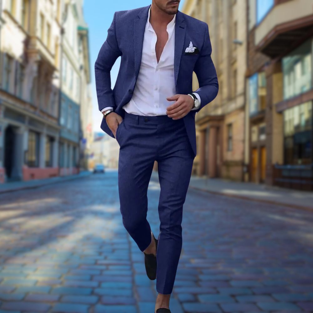 WW | Herren Slim Fit Anzug - 2-teiliges Set mit Sakko & Hose für Business, Hochzeit & besondere Anlässe