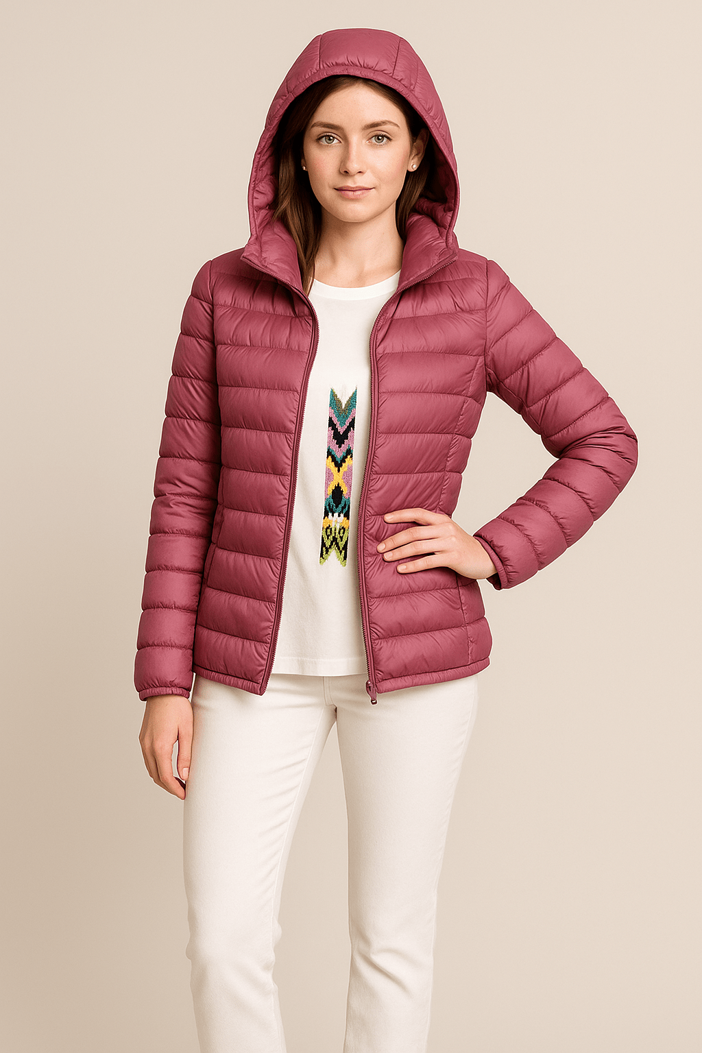 WW | Stylish Quilted Down Jacket with Hood