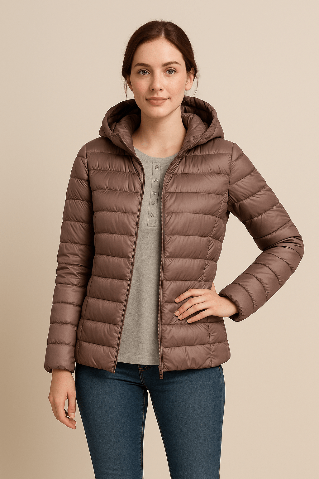 WW | Stylish Quilted Down Jacket with Hood