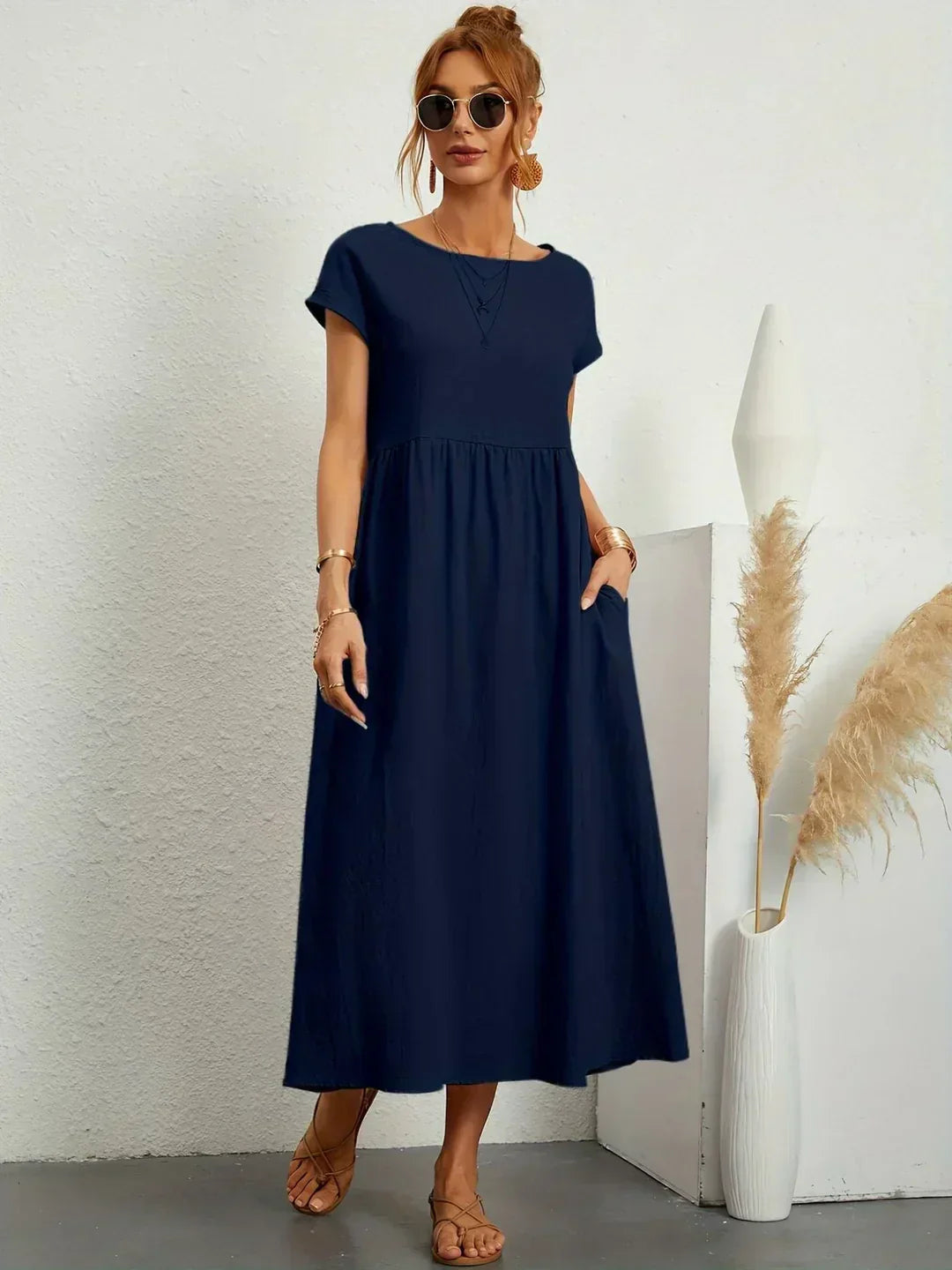 WW | Casual Elegant Baumwolle und Leinenkleid