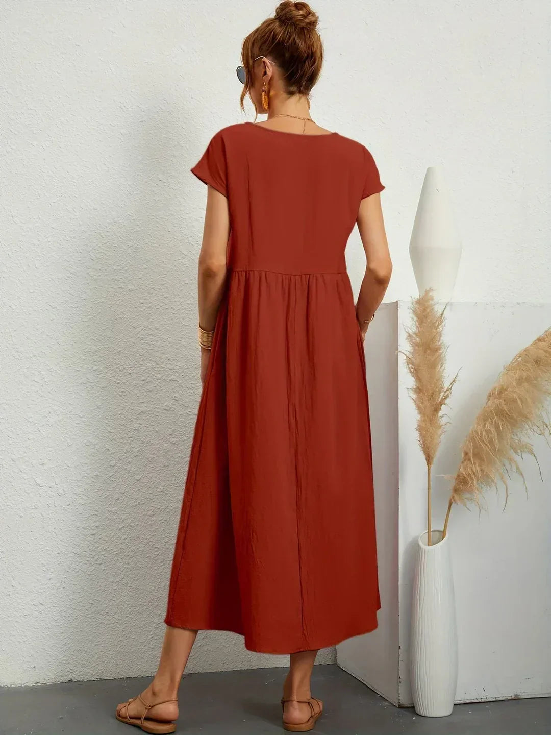 WW | Casual Elegant Baumwolle und Leinenkleid