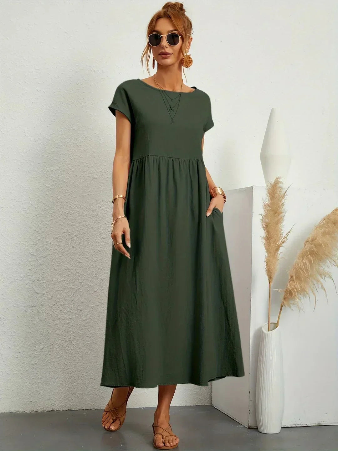 WW | Casual Elegant Baumwolle und Leinenkleid