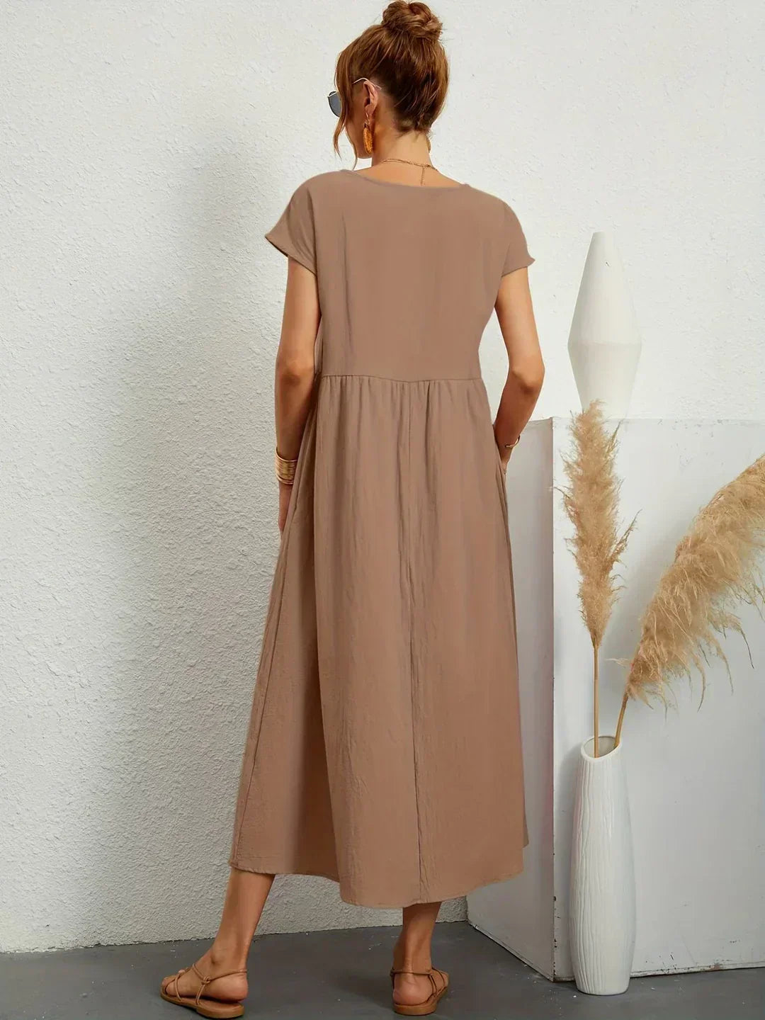 WW | Casual Elegant Baumwolle und Leinenkleid