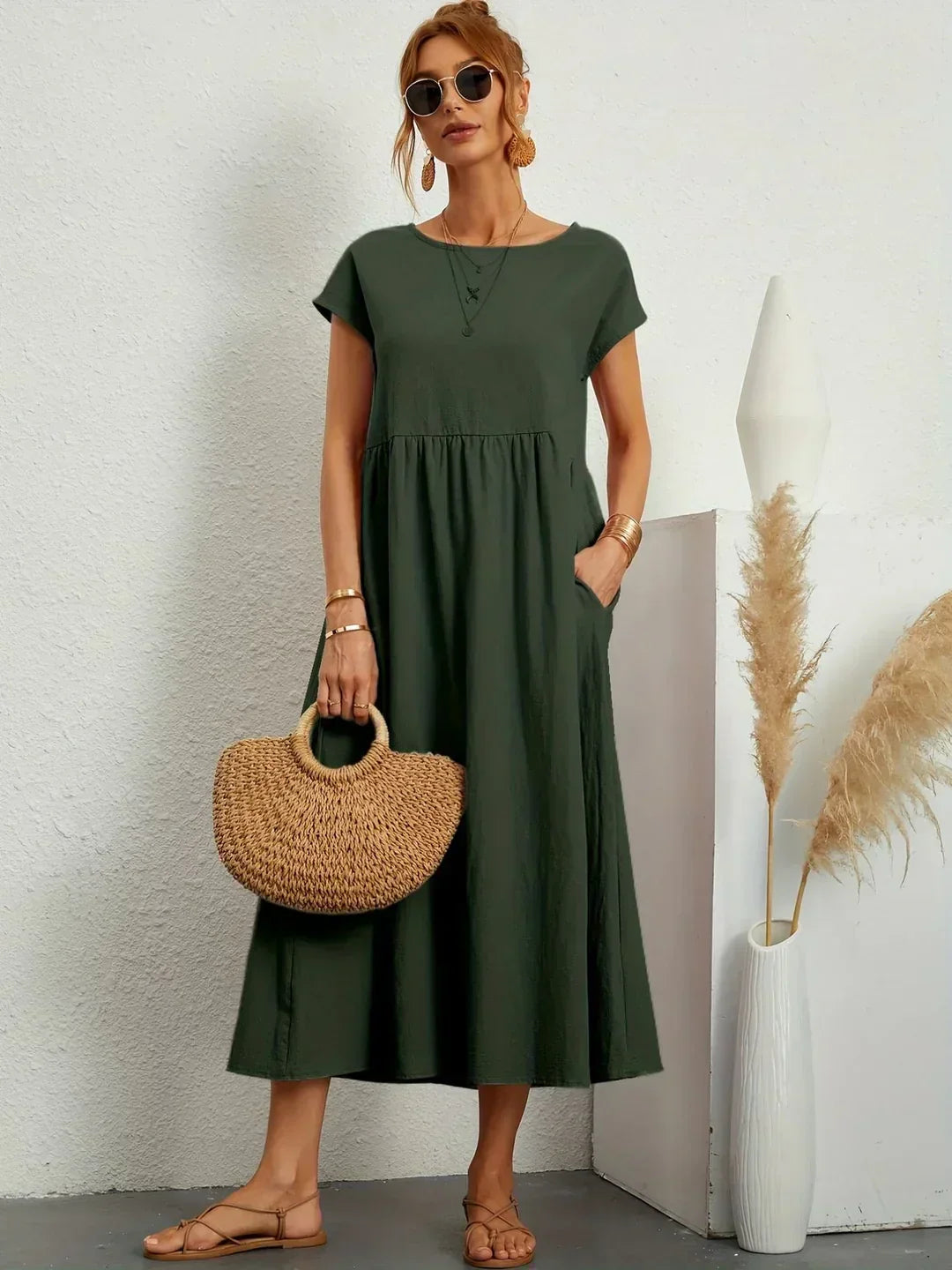WW | Casual Elegant Baumwolle und Leinenkleid