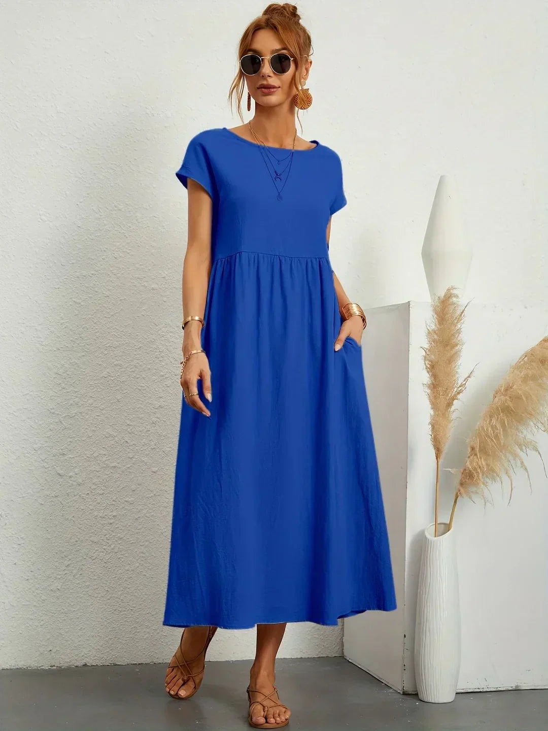 WW | Casual Elegant Baumwolle und Leinenkleid
