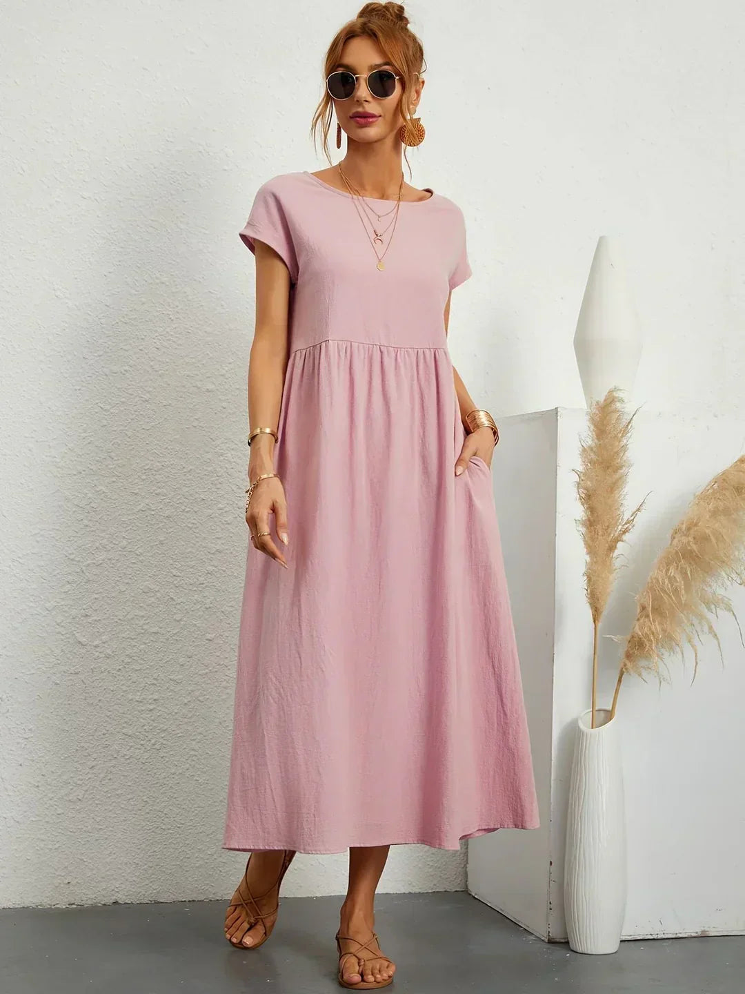 WW | Casual Elegant Baumwolle und Leinenkleid