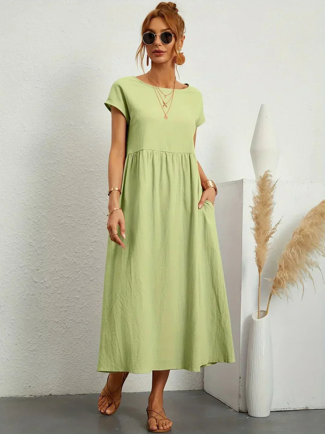 WW | Casual Elegant Baumwolle und Leinenkleid