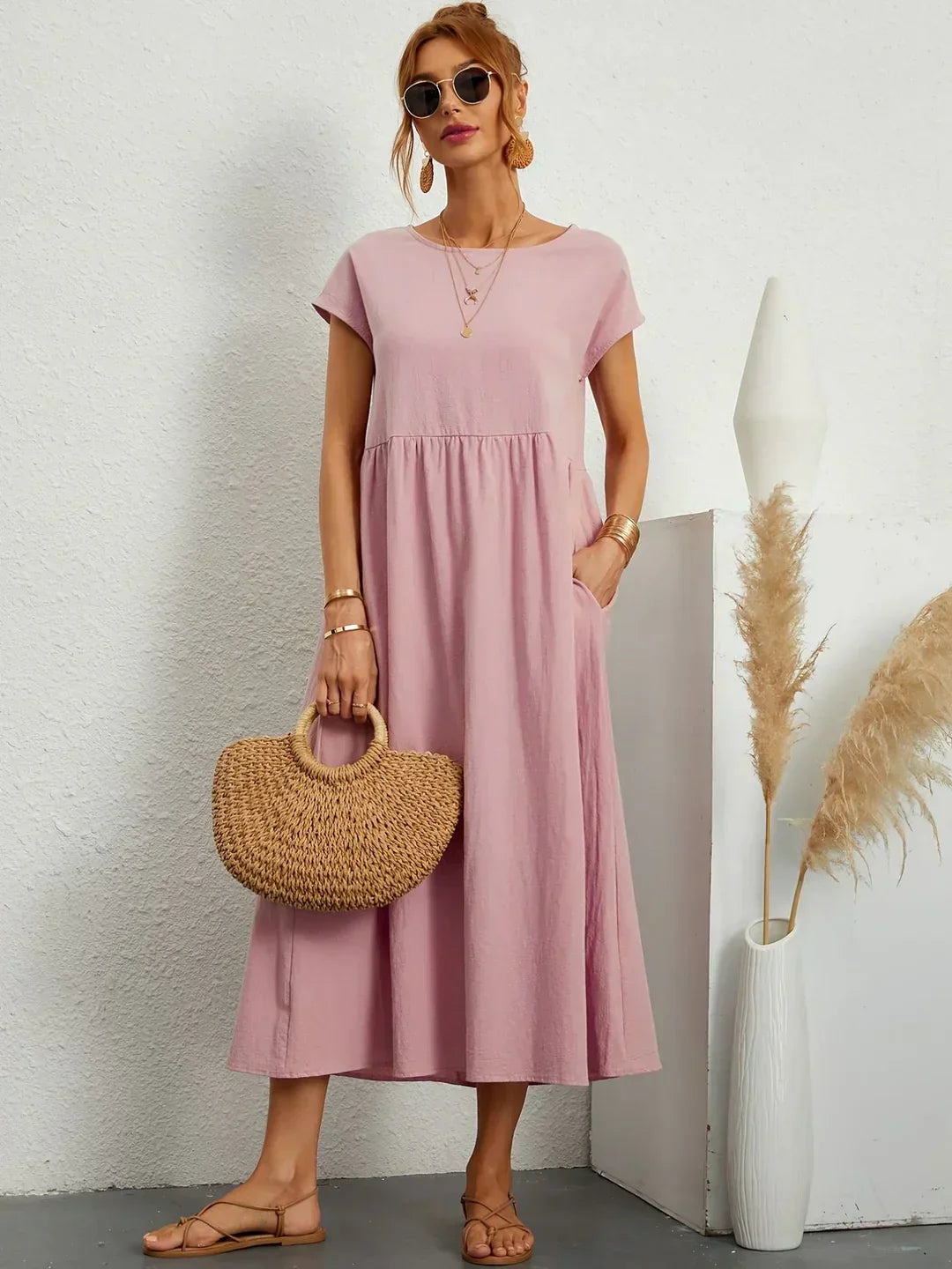 WW | Casual Elegant Baumwolle und Leinenkleid